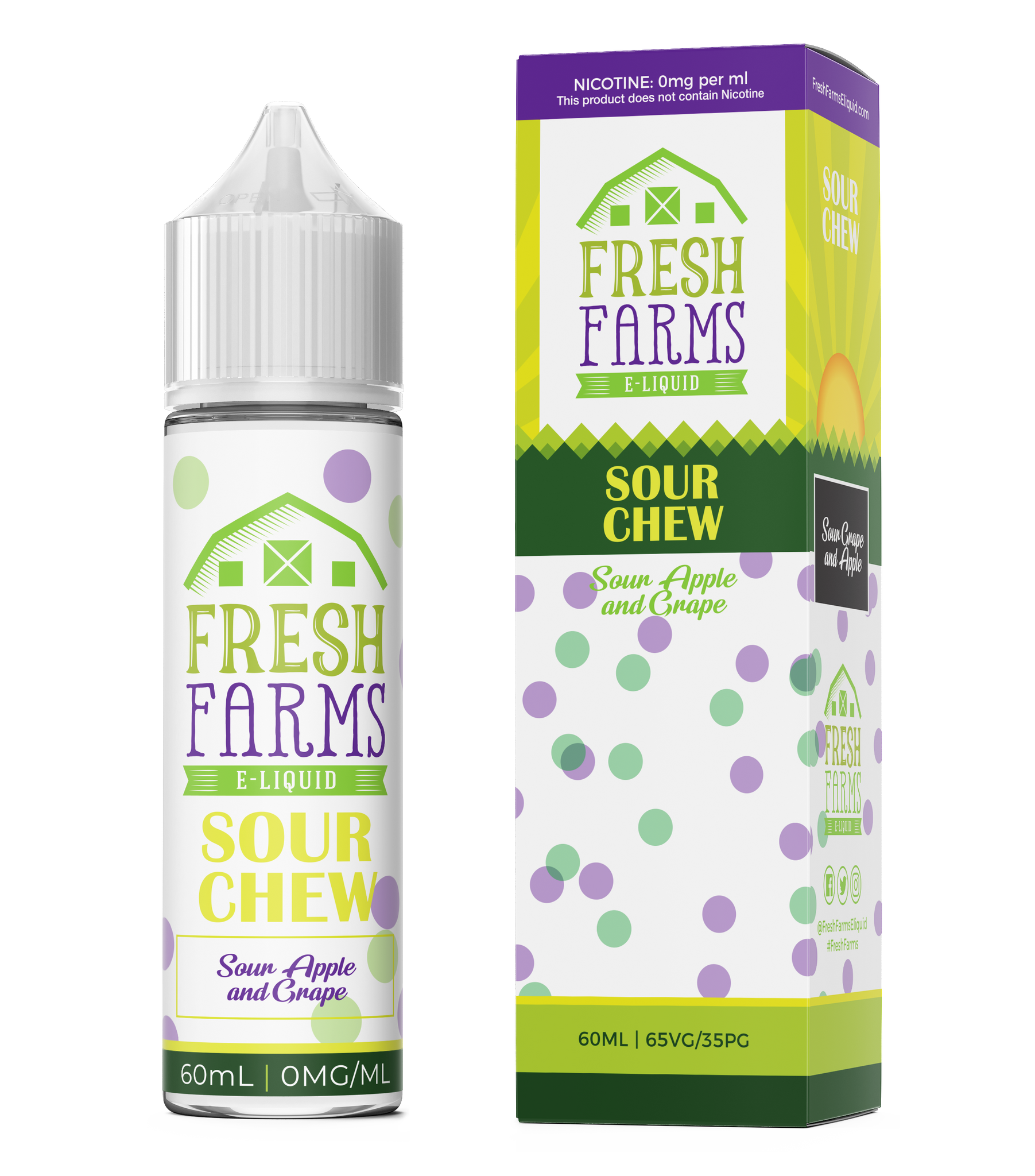 Fresh Farms Eliquids Original range 30ml | Sour Chew - Sour Apple & Grape Salts